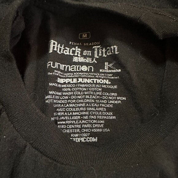 Attack on Titan Final Season Men's Black T Shirt Medium Eren Yeager Armin Arlert - Picture 2 of 3